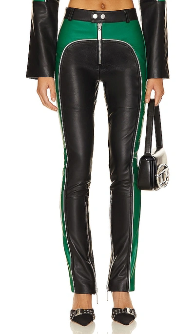 Camila Coelho Biker Leather Trousers In 绿色 & 黑色
