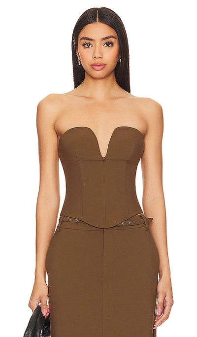 Camila Coelho Jordana Corset Top In Muted Olive