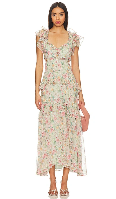 Astr Mable Dress In Light Green Floral