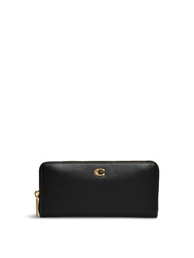 Coach Women's Slim Accordion Zip Wallet Black In Brass/black