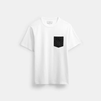 Coach Essential Pocket T Shirt In White/charcoal Signature