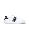 Versace White White Black Greca Embroidered Sneakers In White