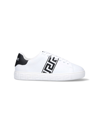 Versace Greek Embroidery Trainers In White