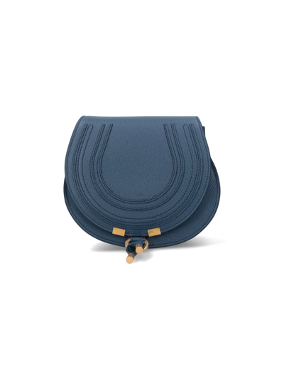 Chloé Marcie Mini Saddle Suede Crossbody Bag In Blue