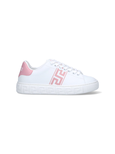 Versace "greca" Trainers In Bianco-english Rose