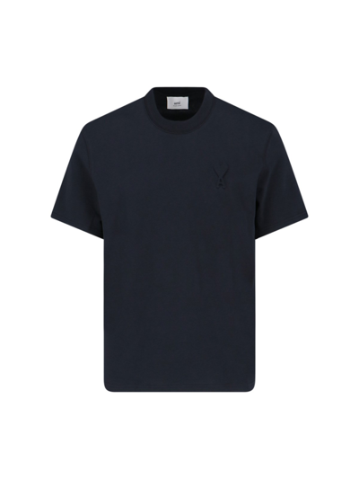 Ami Alexandre Mattiussi Ami Paris Plain Cotton T-shirt In Black  