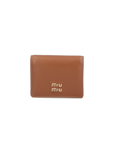 Miu Miu Small Logo Wallet In Brown