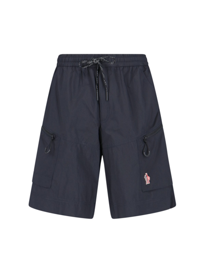 Moncler Logo Jogger Shorts In Blue