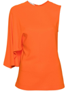 Stella Mccartney Hem Asymmetry Cape Sleeve Top In Orange