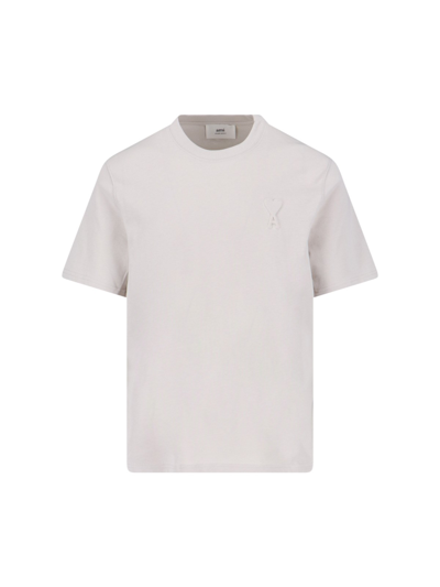 Ami Alexandre Mattiussi Logo T-shirt In Cream