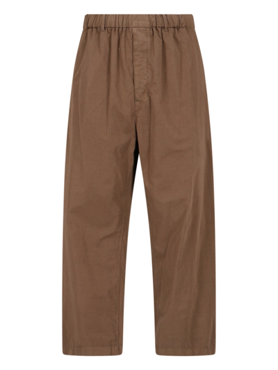 Lemaire Relaxed Fit Trousers In Brown