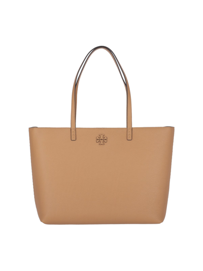 Tory Burch Mcgraw Leather Tote Bag In Nude & Neutrals