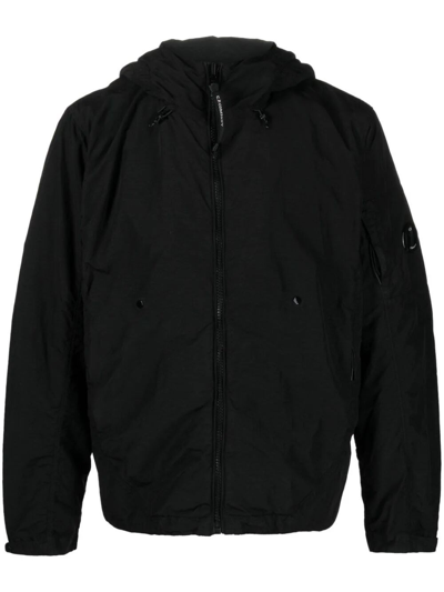 C.p. Company Hooded Puffer Jacket In Negro