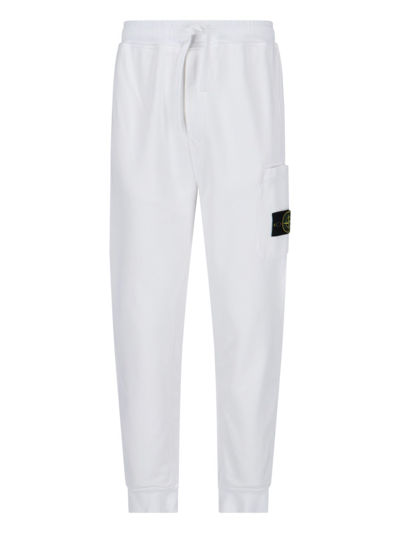 Stone Island Logo-patch Cotton Track Pants In White