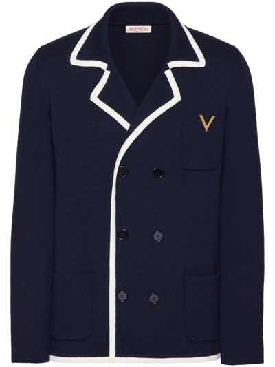 Valentino `v Detail` Cardigan In Blue