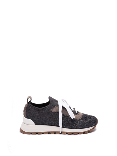 Brunello Cucinelli Knit Sneakers In Black  