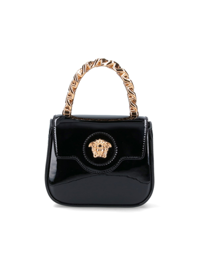 Versace Patent Leather 'la Medusa' Mini Bag In Black  