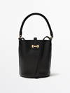 MASSIMO DUTTI NAPPA LEATHER MINI BUCKET BAG WITH BUCKLE