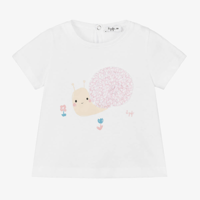 Il Gufo Babies' Girls White Cotton Snail T-shirt