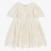 PATACHOU GIRLS IVORY EMBROIDERED TULLE DRESS