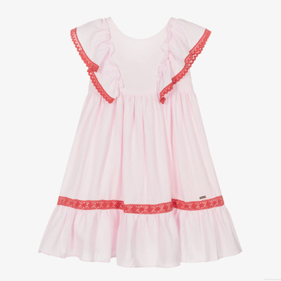 Patachou Kids' Girls Pink Cotton Crochet-trim Dress
