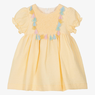 Patachou Babies' Girls Yellow Cotton Seersucker Dress