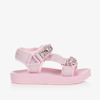 Monnalisa Hi-tech Sandals With Rhinestones In Pink