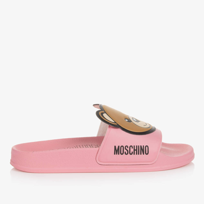 Moschino Kid-teen Girls Teen Pink Teddy Bear Sliders