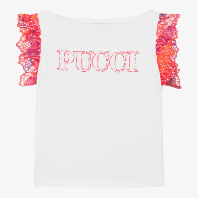 Pucci Teen Girls White Organic Cotton Onde T-shirt