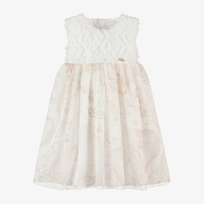 Alviero Martini Kids' Girls White & Ivory Geo Map Print Dress