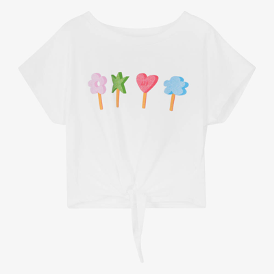 Agatha Ruiz De La Prada Kids'  Girls White Cotton Lollipop T-shirt
