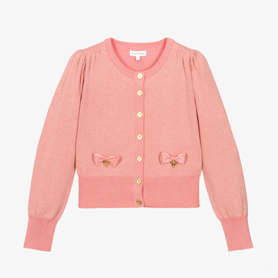 Angel's Face Teen Girls Sparkly Pink Cotton Cardigan