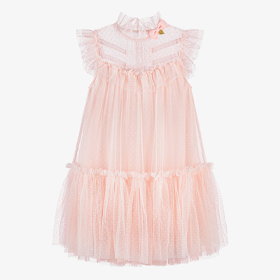 Angel's Face Teen Girls Pink Dotted Tulle Dress
