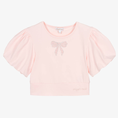 Angel's Face Teen Girls Pink Cotton Cropped T-shirt
