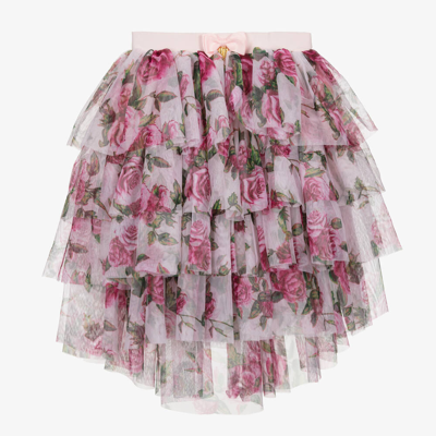 Angel's Face Teen Girls Pink Rose Tulle Skirt