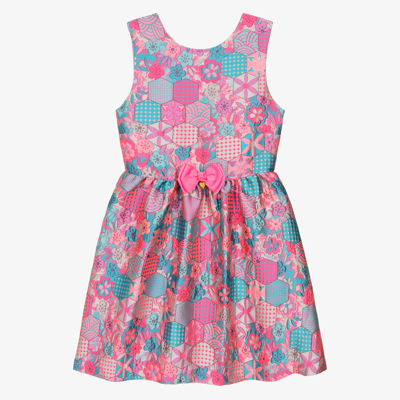 Angel's Face Teen Girls Pink & Blue Jacquard Dress