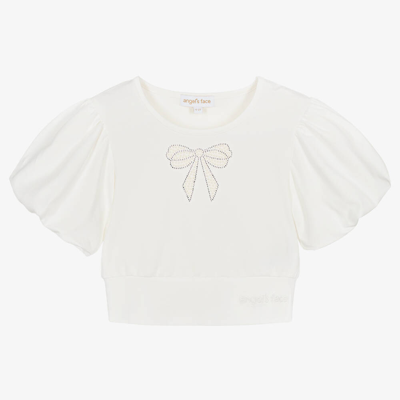 Angel's Face Kids' Girls White Cotton Cropped T-shirt
