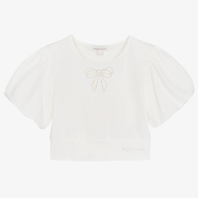 Angel's Face Teen Girls White Cotton Cropped T-shirt