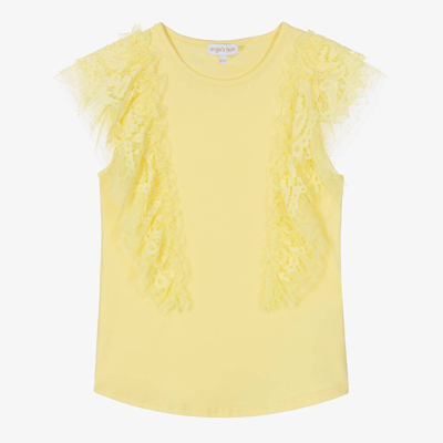 Angel's Face Teen Girls Yellow Lace & Tulle T-shirt