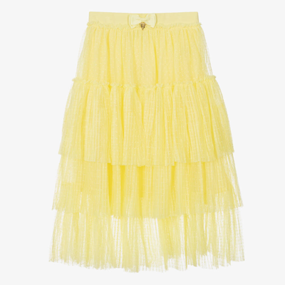 Angel's Face Teen Girls Yellow Pleated Tulle Skirt