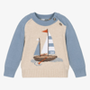 DR KID BOYS BEIGE KNITTED SAILING BOAT SWEATER