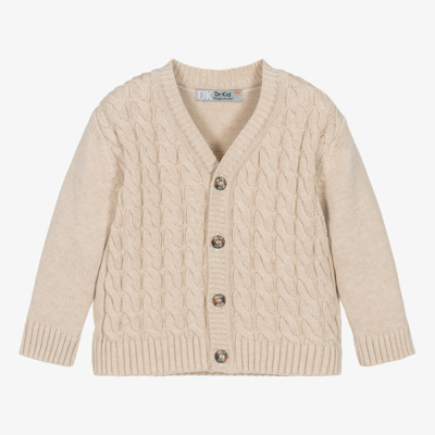 Dr Kid Babies' Boys Beige Cable Knit Cardigan