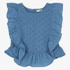 DR KID GIRLS BLUE COTTON BRODERIE ANGLAISE BLOUSE