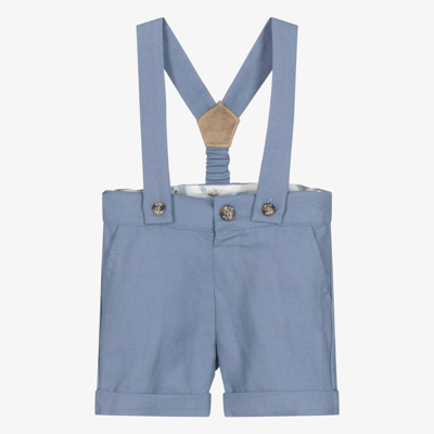Dr Kid Babies' Boys Blue Cotton & Linen Shorts