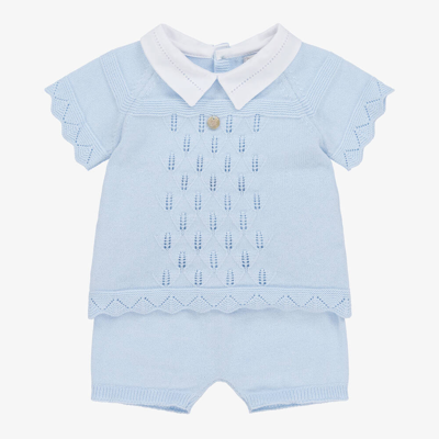 Dr Kid Baby Boys Pale Blue Knitted Shorts Set