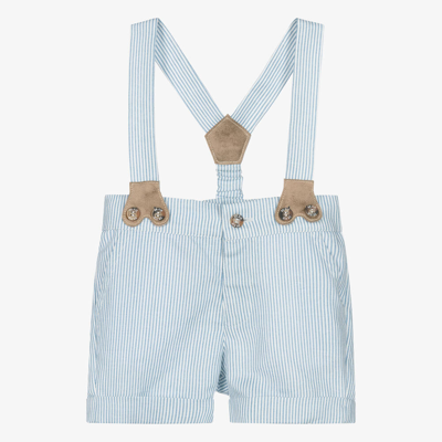 Dr Kid Babies' Boys Blue Striped Linen & Cotton Shorts