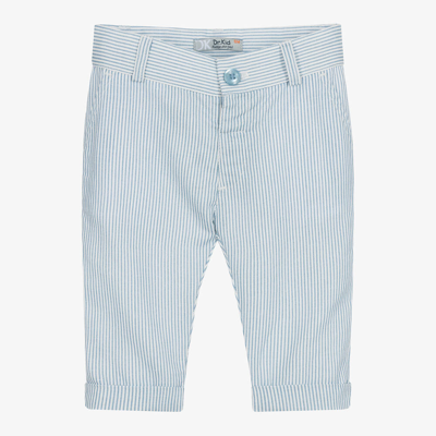 Dr Kid Babies' Boys Blue Striped Linen & Cotton Trousers