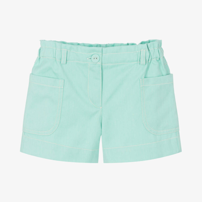 Dr Kid Kids' Girls Green Denim Patch Pocket Shorts