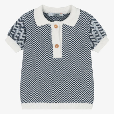 Dr Kid Babies' Boys Blue Cotton Knit Polo Shirt
