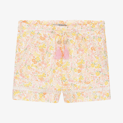 Dr Kid Kids' Girls Orange Cotton Floral Shorts